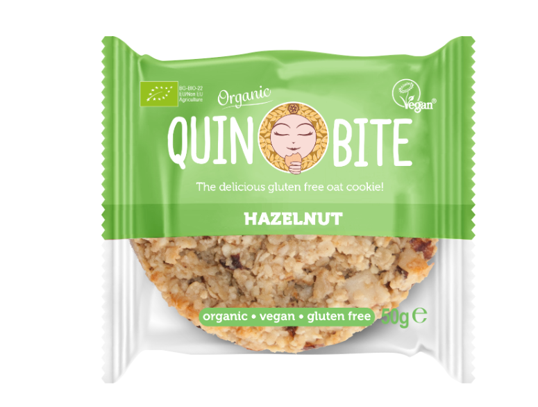 gluteenivaba veganküpsis QUIN BITE Hazelnut, ÖKO, 50g  