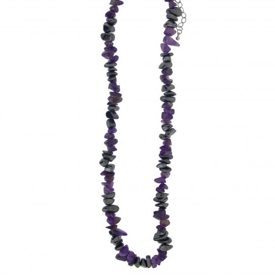 Kaelakee - Hematiit + Ametüst tsipsid, ca. 44-48 cm (2369)