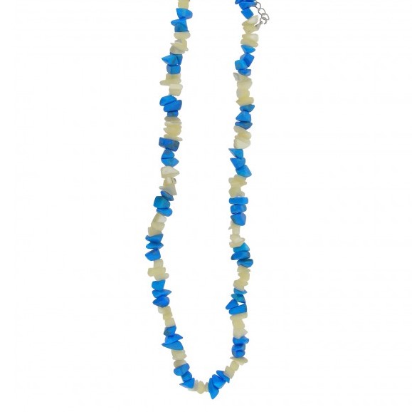 Kaelakee - Magnesiit türkiis + pärlmutter teok. tsipsid, ca. 44-48 cm (2370)