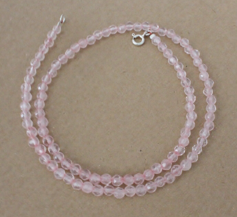 Kaelakee - Roosa kvarts pärlid 4/50, fassettlihviga (3080)