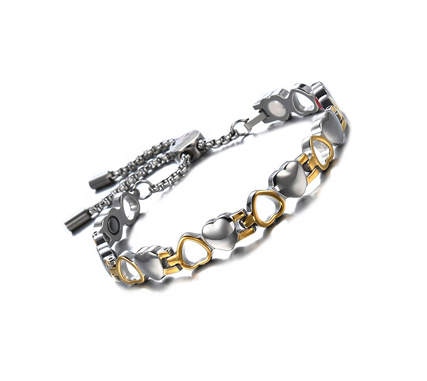 Käevõru hõbedased/kuldsed südamed (reguleeritav) magnet-germaanium-infrapuna (546)