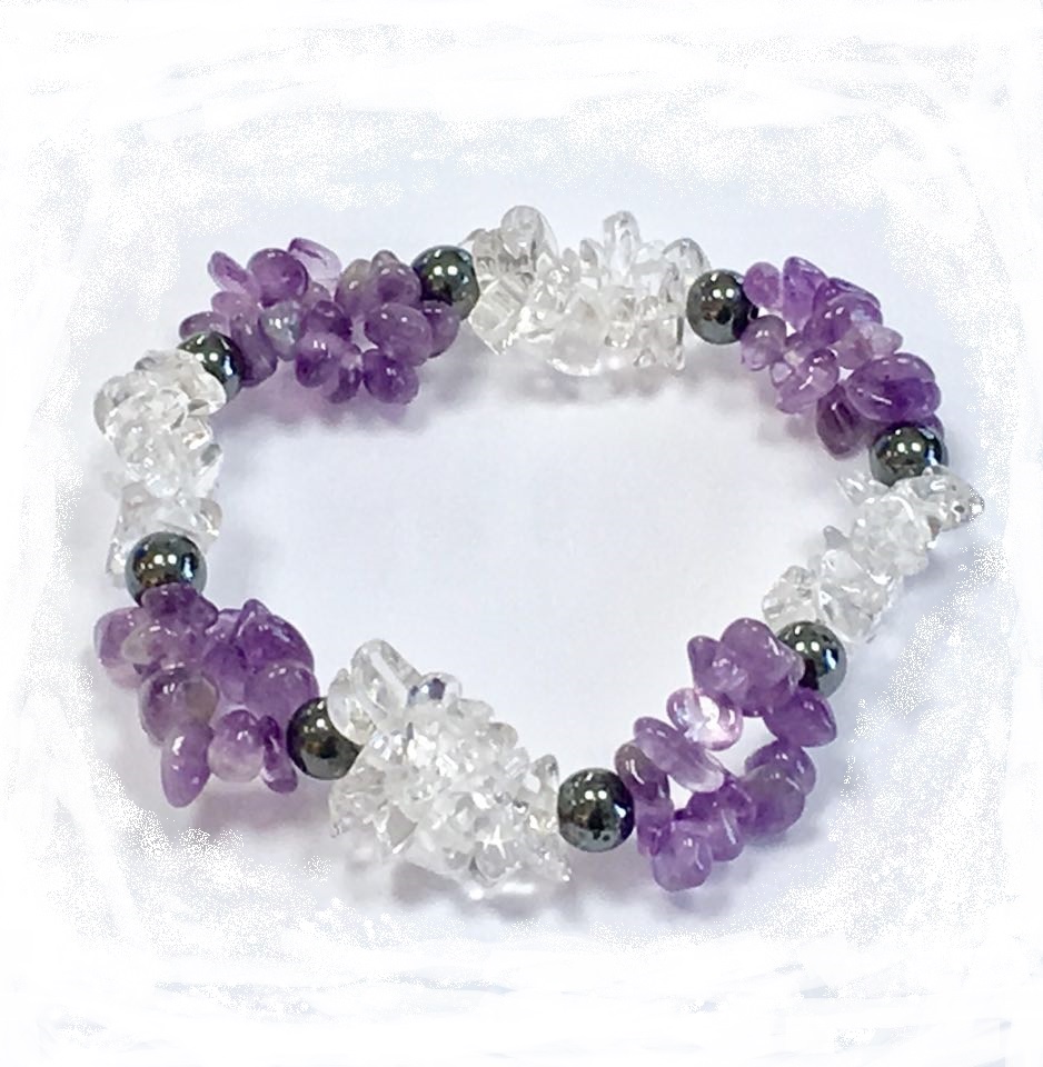 Käevõru minikristallid Ametüst + mäekristall + hematiit (1379)