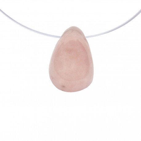 Lihvitud roosa kvarts auguga, ripats (1160)