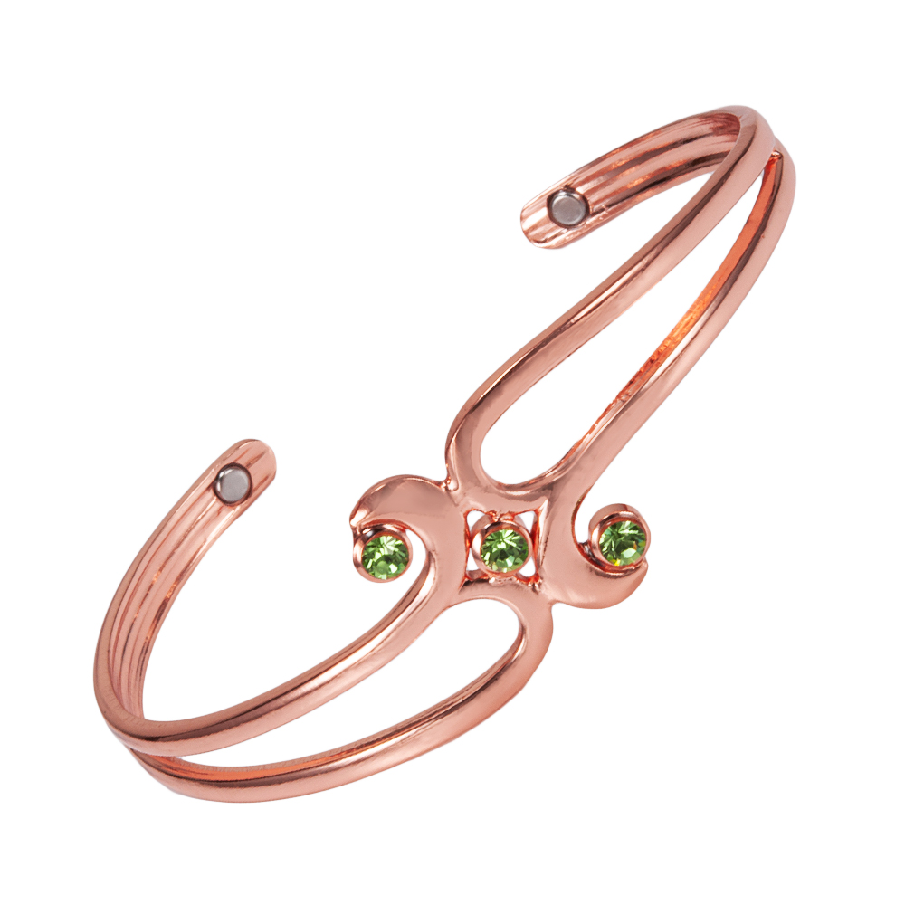 Vasest käevõru magnetitega Oliviin, 3 rohelist kivikest (3013)